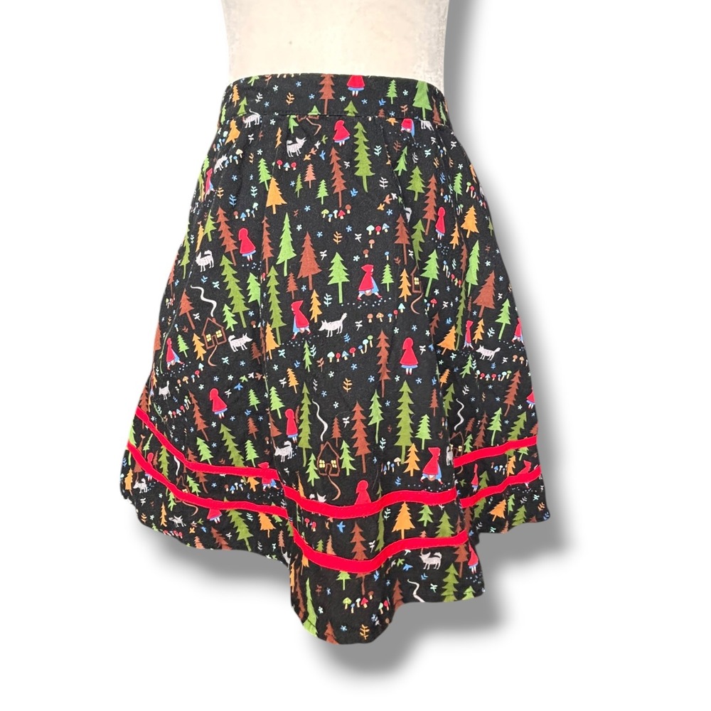 Retrolicious Little Red Riding Hood Woodland Forest Cotton Skirt Fairytale
